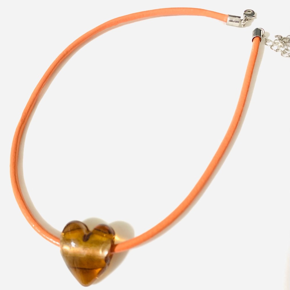 🧡NWT Free People Under The Sea Collar -Orange Heart Pendant Necklace 🧡 NWT